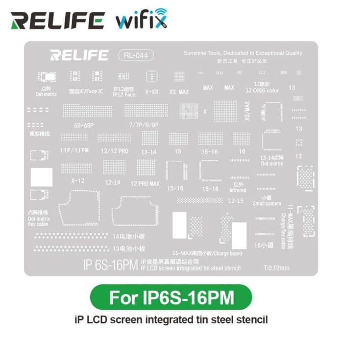 RELIFE STENCIL PARA IC PANTALLA IPHONE 6s – 16 pro max